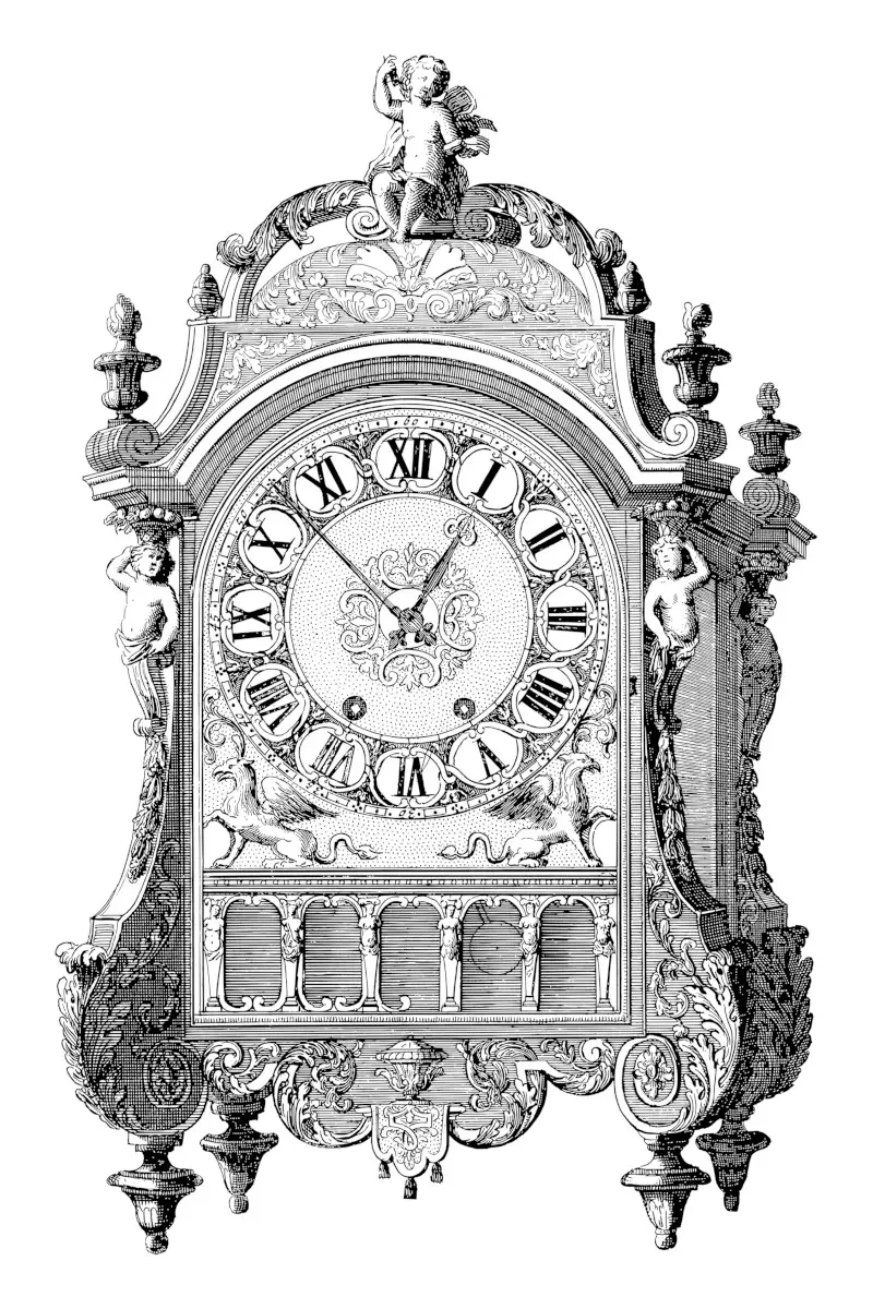 Ornate Antique Clock Drawing Idea